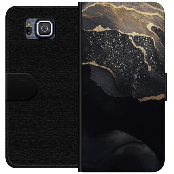 Samsung Galaxy Alpha Plånboksfodral Svart guld abstrakt