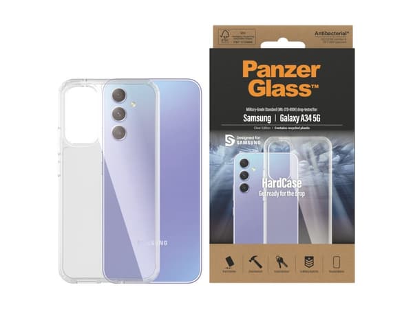 PanzerGlass HardCase - Baksidedeksel for mobiltelefon - polykarbonat, selvhelbredende TPU - gjennomsiktig - for Samsung Galaxy A34 5G