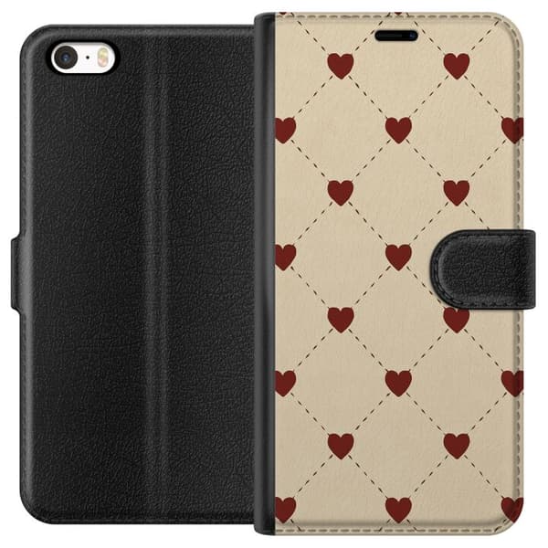 Apple iPhone 5 Tegnebogsetui Hjertegitter