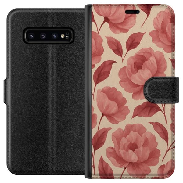 Samsung Galaxy S10 Lommeboketui Rose Blomst