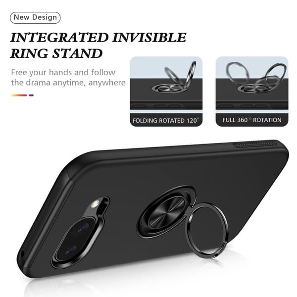 Til Google Pixel 9A Fingerring Kickstand Hybrid Taske