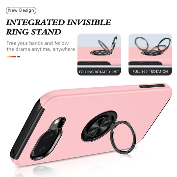 Til Google Pixel 9A Fingerring Kickstand Hybrid Taske