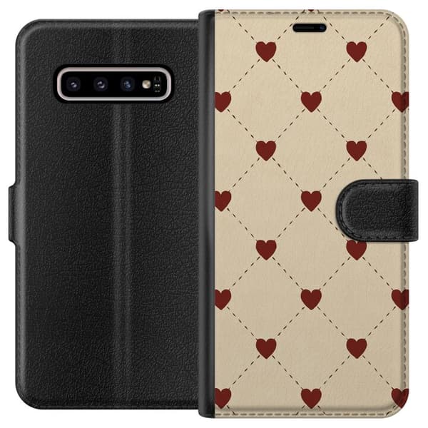 Samsung Galaxy S10+ Plånboksfodral Heart Grid