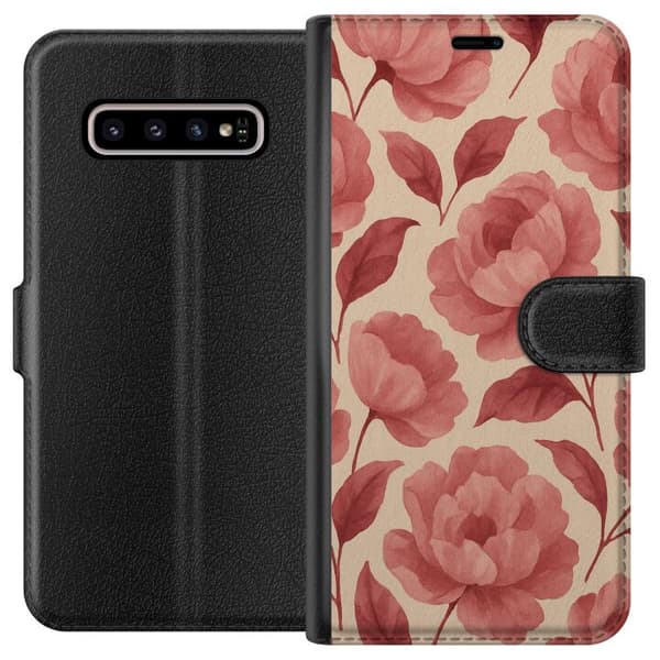 Samsung Galaxy S10+ Tegnebogsetui Roseblomst