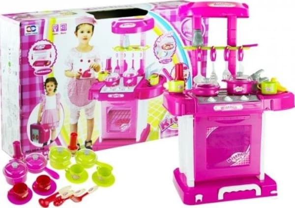 Stor 2-i-1 kjøkkenkoffert med lys og lyd, sammenleggbar 454 Lean Toys