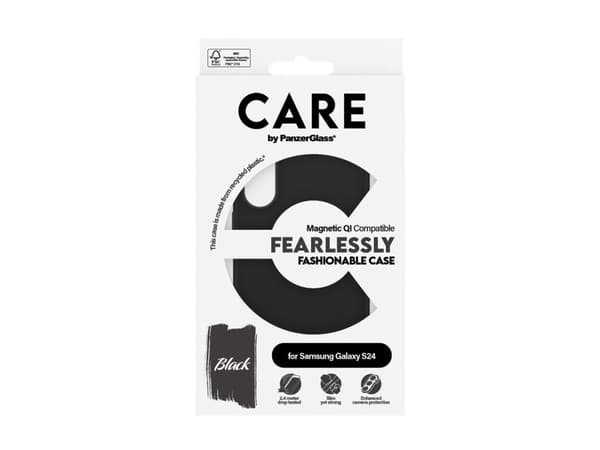 PanzerGlass CARE by ® Fashionable Case Black w. Qi Compatible Samsung Galaxy S24, Cover, Samsung, Samsung - Galaxy S24, Black