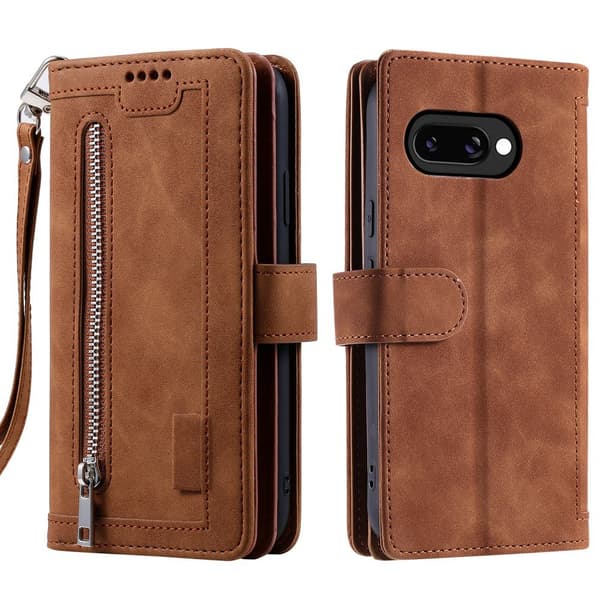 Til Google Pixel 9A Etui med Lynlåslomme og 9 Kortlommer
