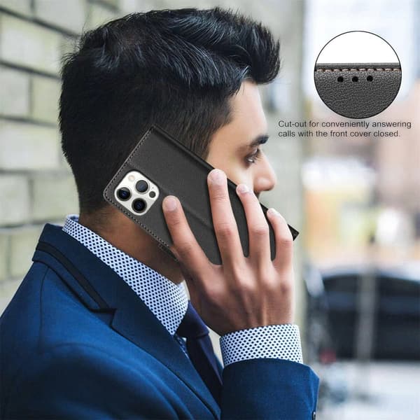 iPhone 13 Pro Max Skydd - Plånboksfodral med RFID & Stativ