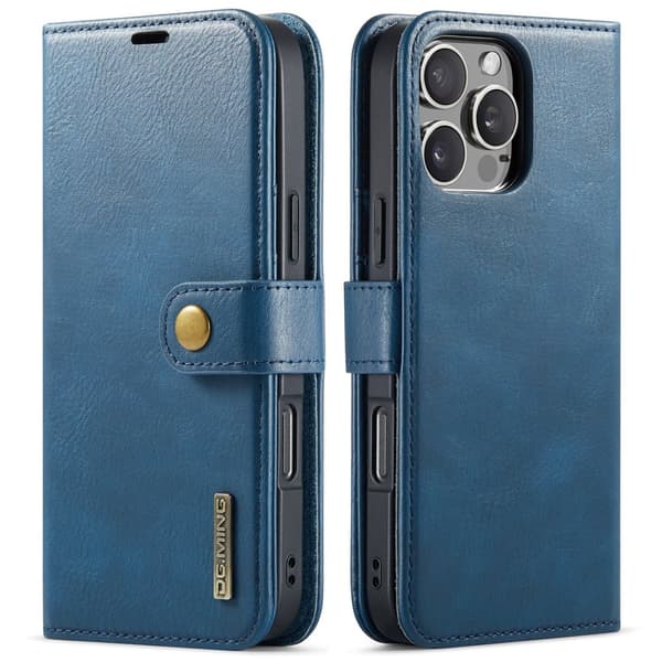 iPhone 14 Pro Max - Stilrent Retro Plånboksfodral Läder Blå