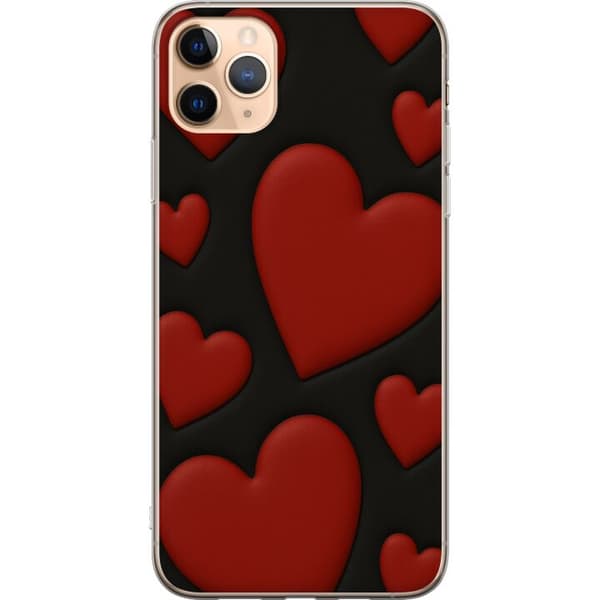 Apple iPhone 11 Pro Max Genomskinligt Skal Red Velvet Hearts