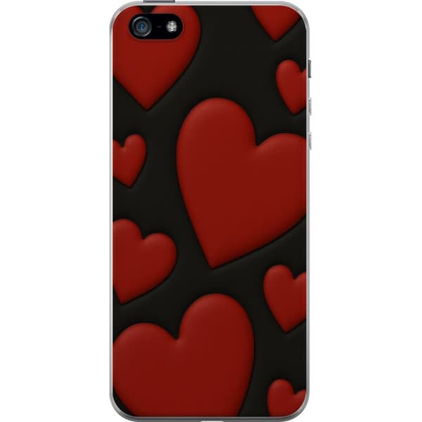 Apple iPhone 5 Gennemsigtig cover Rød Fløjlshjerter