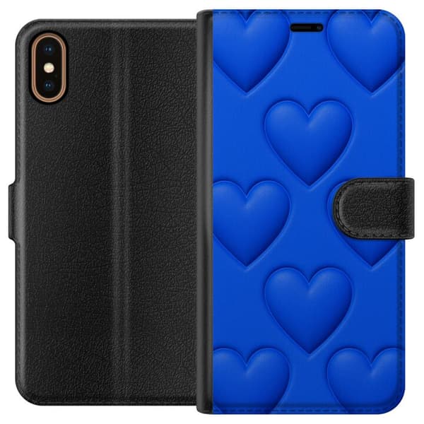 Apple iPhone X Lommeboketui Blå Hjerter