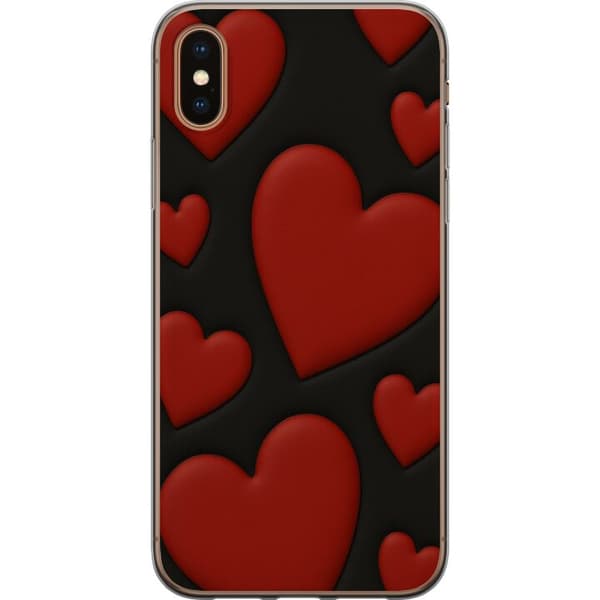 Apple iPhone XS Max Gennemsigtig cover Rød Fløjlshjerter