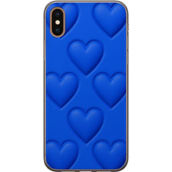 Apple iPhone XS Genomskinligt Skal Blue Hearts
