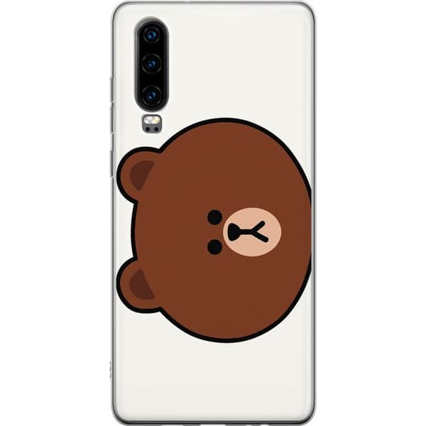Huawei P30 Läpinäkyvä kuori line friends brown