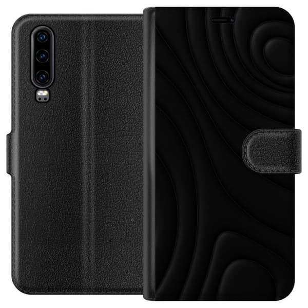 Huawei P30 Plånboksfodral Black Waves