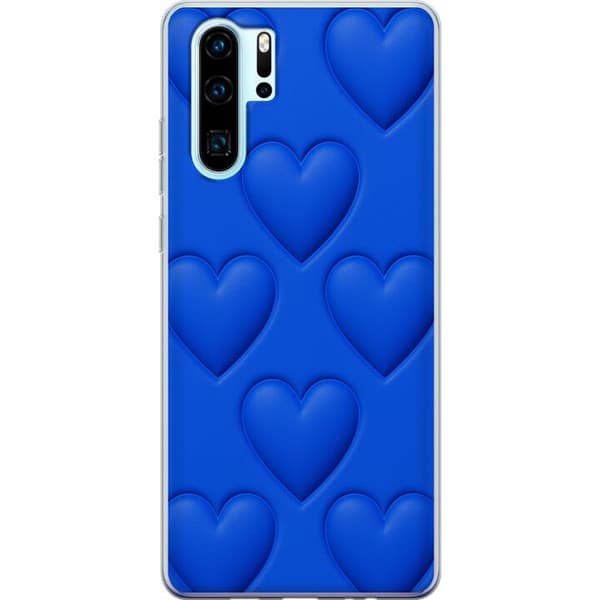 Huawei P30 Pro Gjennomsiktig deksel Blå Hjerter