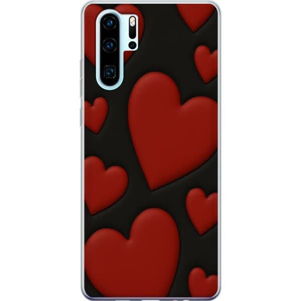 Huawei P30 Pro Genomskinligt Skal Red Velvet Hearts