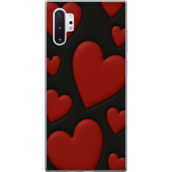 Samsung Galaxy Note10+ Gennemsigtig cover Rød Fløjlshjerter