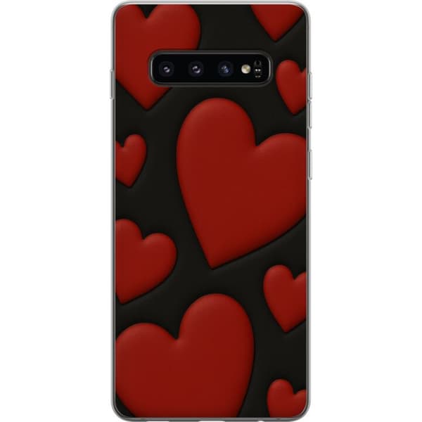 Samsung Galaxy S10 Läpinäkyvä kuori Punaiset Samettisydämet