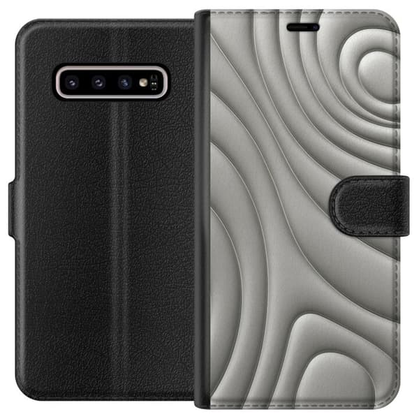 Samsung Galaxy S10+ Plånboksfodral Silver Waves