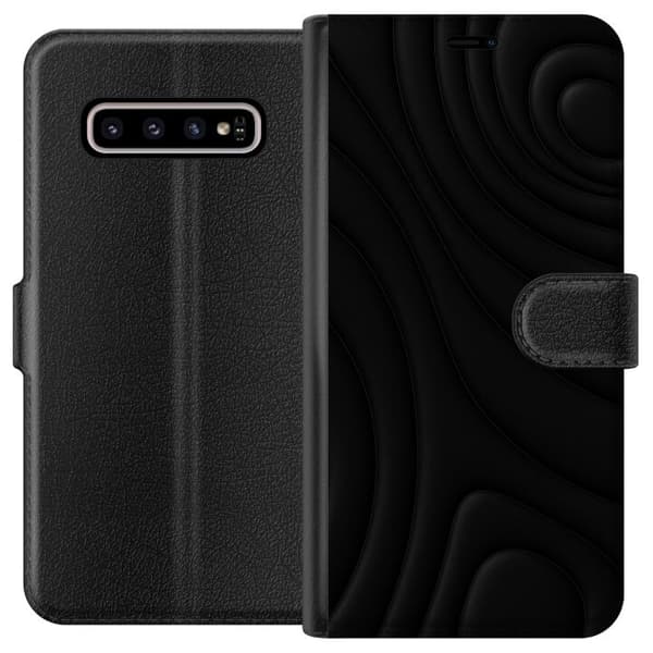 Samsung Galaxy S10+ Tegnebogsetui Sorte Bølger