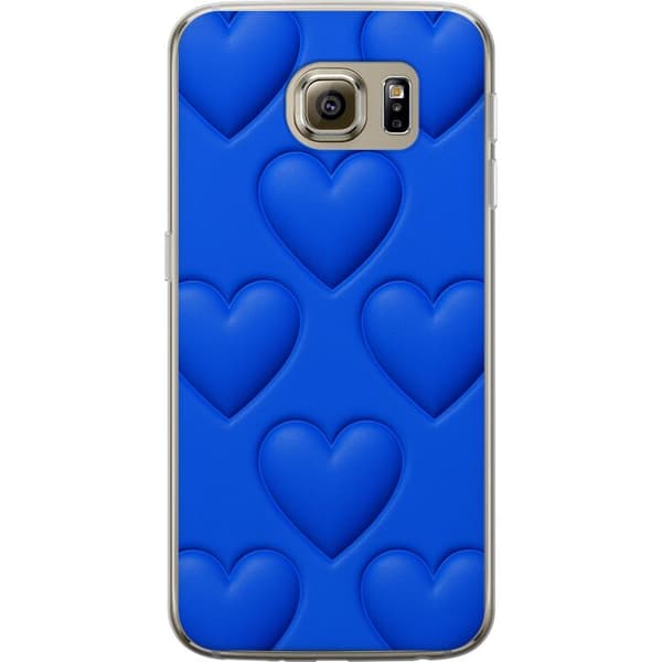 Samsung Galaxy S6 Gennemsigtig cover Blå Hjerter