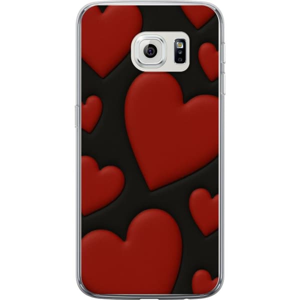 Samsung Galaxy S6 edge Gennemsigtig cover Rød Fløjlshjerter