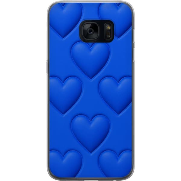 Samsung Galaxy S7 Gjennomsiktig deksel Blå Hjerter