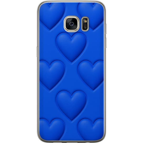Samsung Galaxy S7 edge Gjennomsiktig deksel Blå Hjerter