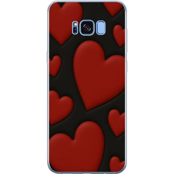 Samsung Galaxy S8 Gennemsigtig cover Rød Fløjlshjerter