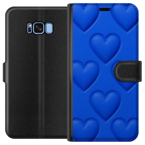 Samsung Galaxy S8 Lommeboketui Blå Hjerter