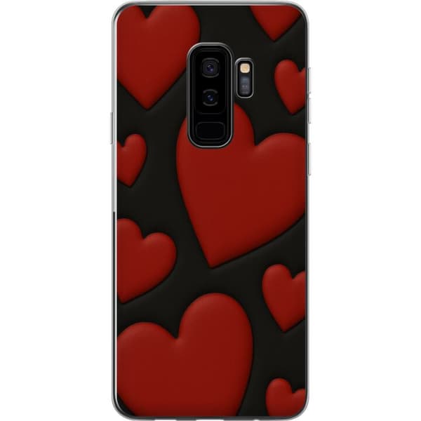 Samsung Galaxy S9+ Gennemsigtig cover Rød Fløjlshjerter
