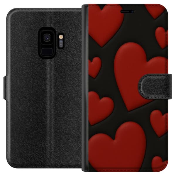 Samsung Galaxy S9 Lompakkokotelo Punaiset Samettisydämet