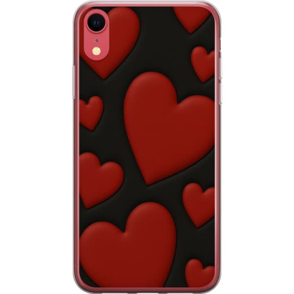 Apple iPhone XR Genomskinligt Skal Red Velvet Hearts