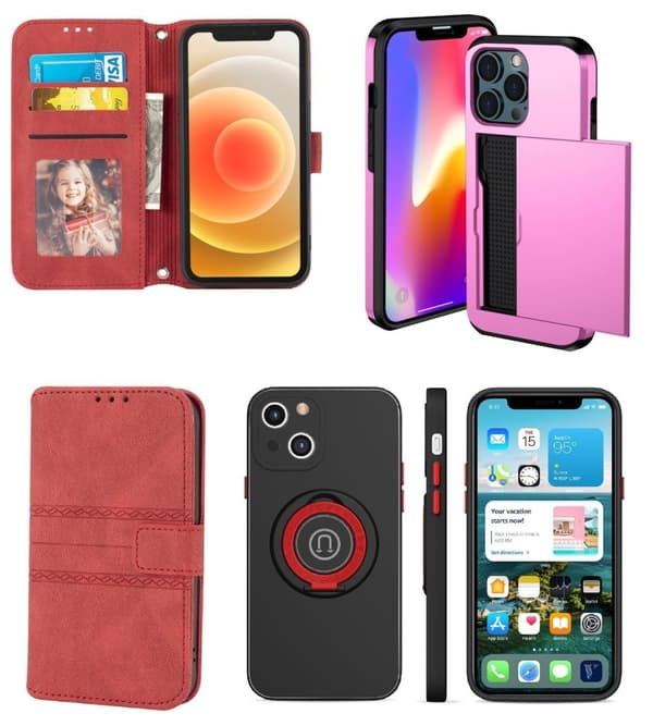 3-Pack IPhone 13 .1 Plånboksfodral o 2 Bakskal
