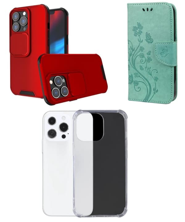 3-Pack Iphone 13 Pro Max . 1 Plånboksfodral o 2 Bakskal