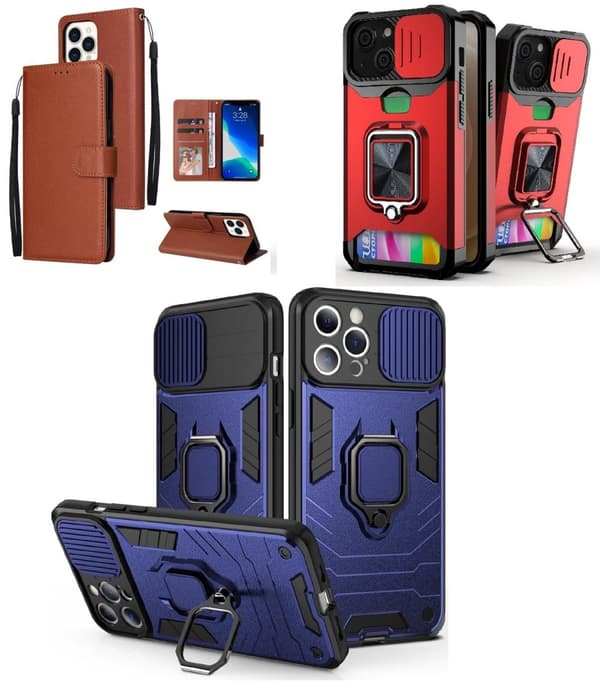 3-Pack Iphone 13 Pro . 1 Plånboksfodral o 2 Bakskal
