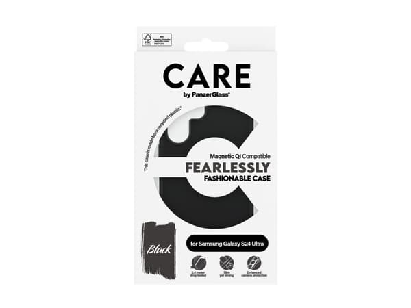 CARE by PanzerGlass - Baksidedeksel for mobiltelefon - polykarbonat, gummibelegg, mikrofiber, silikon - svart - for Samsung Galaxy S24 Ultra