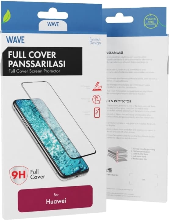 Wave Fuldt dækkende panserglas, Huawei P30 Lite, sort