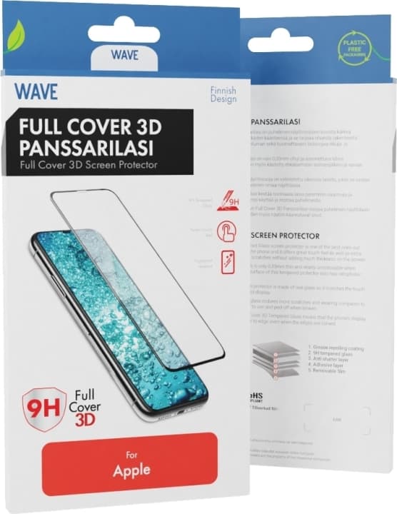Wave Fuldt dækkende panserglas, iPhone 12 Pro Max, sort ramme