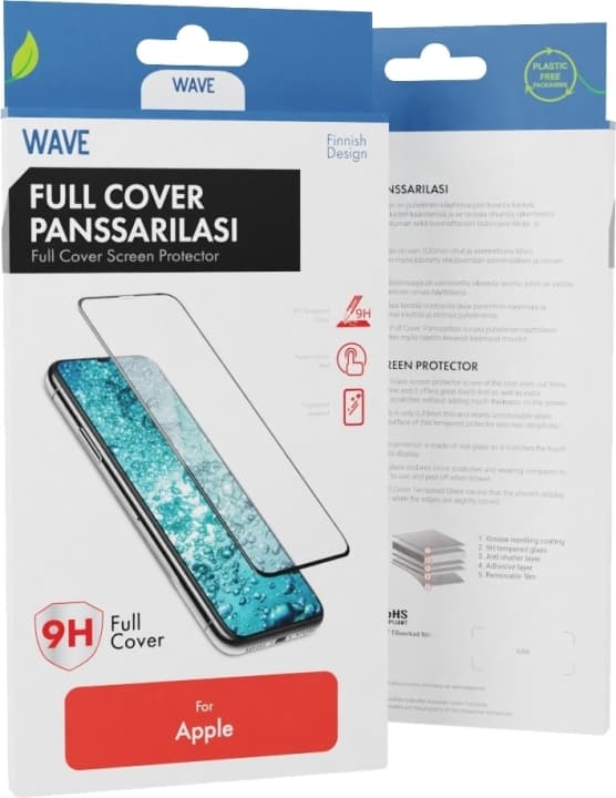 Wave Fuldt dækkende panserglas til iPhone SE (2022 & 2020) / 8 / 7 / 6s / 6, sort ramme