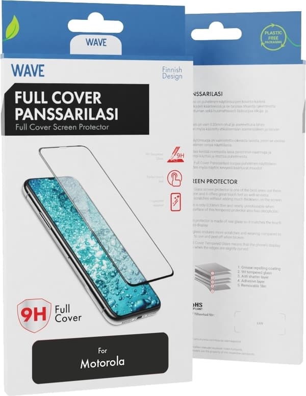 Wave Fuldt dækkende panserglas, Motorola Moto G04 / Motorola Moto G24 Power, sort ramme