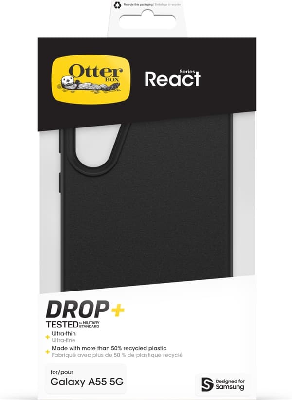 Otterbox React skyddsfodral, Samsung Galaxy A55, svart