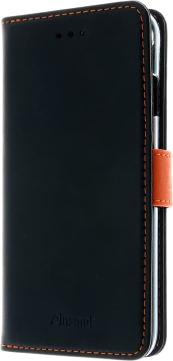 Insmat Exclusive Flip Case lompakkokotelo iPhone 6 / 6s / 7 / 8 / SE, musta / oranssi