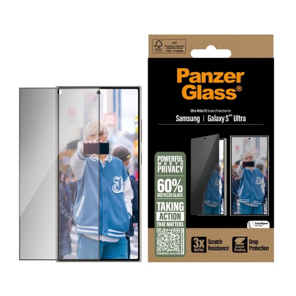 Panzer Glas - Skærmbeskyttelse til beskyttelse af personlige oplysninger Galaxy S2025 Ultra, UWF