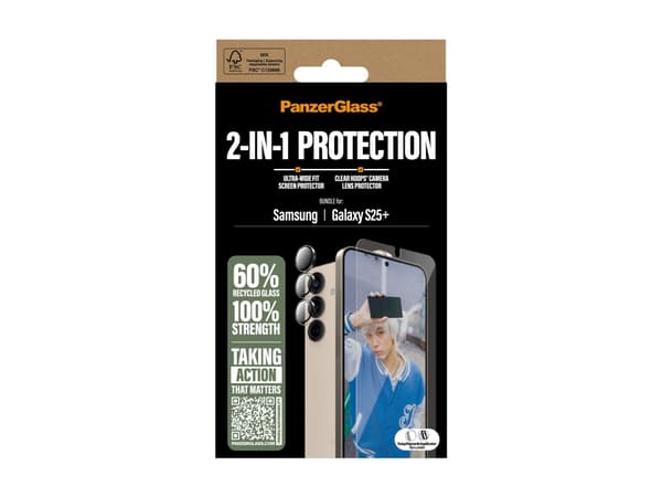 PanzerGlass - 2-in-1 Protection Bundle - skjerm- / linsebeskytterkit for mobiltelefon - glass - for Samsung Galaxy S25+