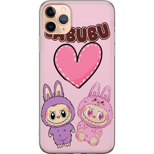Apple iPhone 11 Pro Max Genomskinligt Skal Labubu Pink Monster