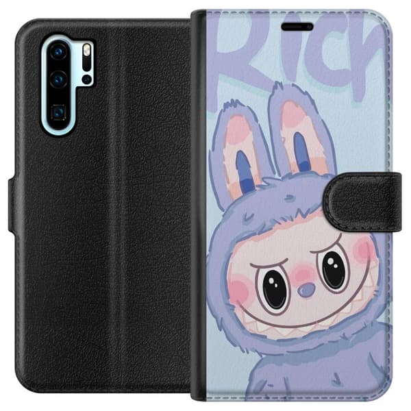 Huawei P30 Pro Tegnebogsetui Blå Kanin Labubu