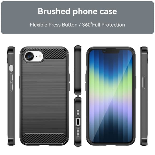 För iPhone 16e Karbon fiber texture Skal Baksida - Svart